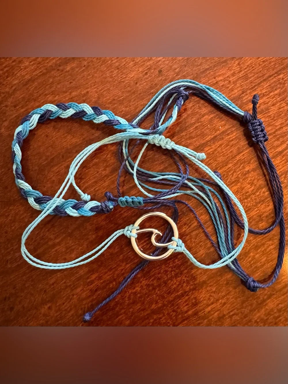 Three piece Boho bracelet set. Braided wax rope, adjustable and waterproof. NEW